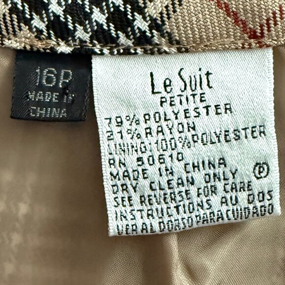 Vintage Le Suit Faux Nova Check Plaid Lined Pencil Skirt Size 16P - Picture 7 of 8